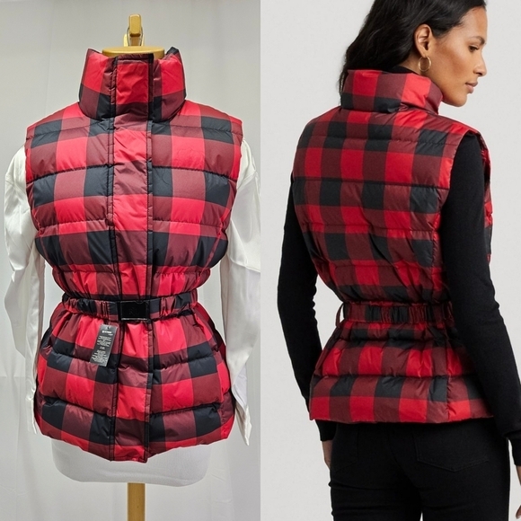 Lauren Ralph Lauren Black Label Buffalo Check Vest in Red and Black Sz 4 NWT - Picture 1 of 15